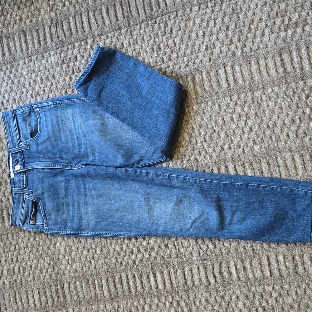 AMO Indigo Blue High Rise Stix Crop Denim Jeans | Size 27